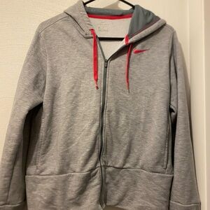 Nike Gray and Red Women's Hoodie
